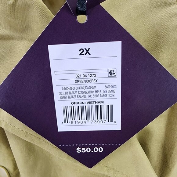 Womens Tan Green Raincoat Water Resistant Long Sleeve Ava & Viv Plus Size 2X - Picture 3 of 11